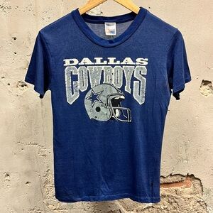 Dallas Cowboys Vintage 80s Paper Thin Helmet Graphic Garan Tag NFL Tee Small S